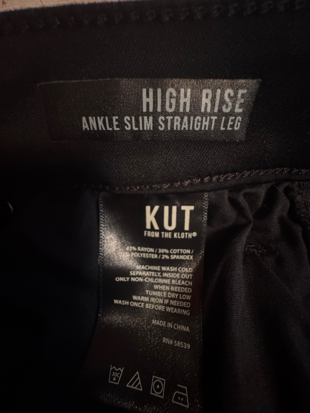 Kut From The Kloth High Rise Ankle Slim Straight Leg Black Jeans Pants Size 10 - Picture 7 of 7